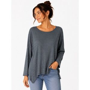Le Streghe Gray Striped Oversized Dolman Sleeve Boxy Tunic Top One Size Italy